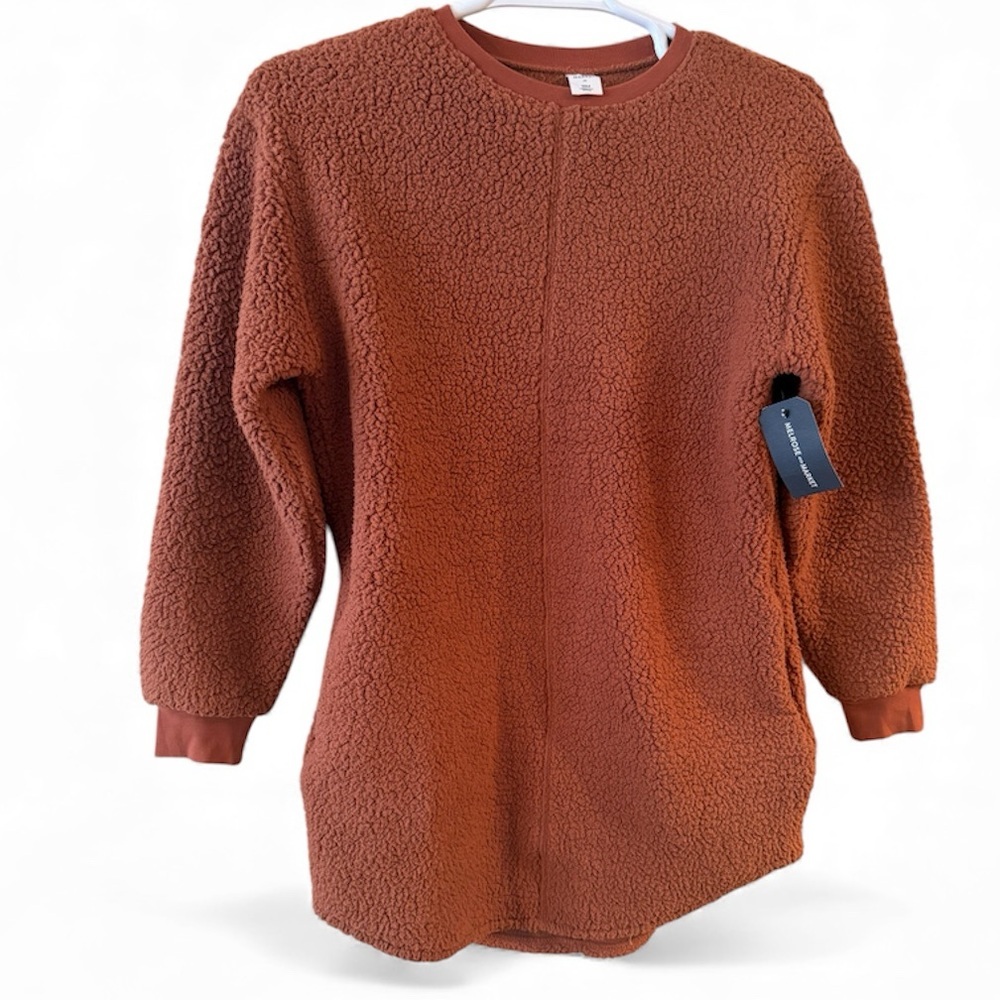 MELROSE AND MARKET TEDDY BEAR SHERPA PULLOVER COZY OVERSIZED TUNIC XS